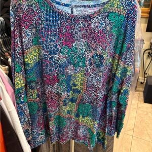 Floral Patchwork Long Sleeve Top. Size Large